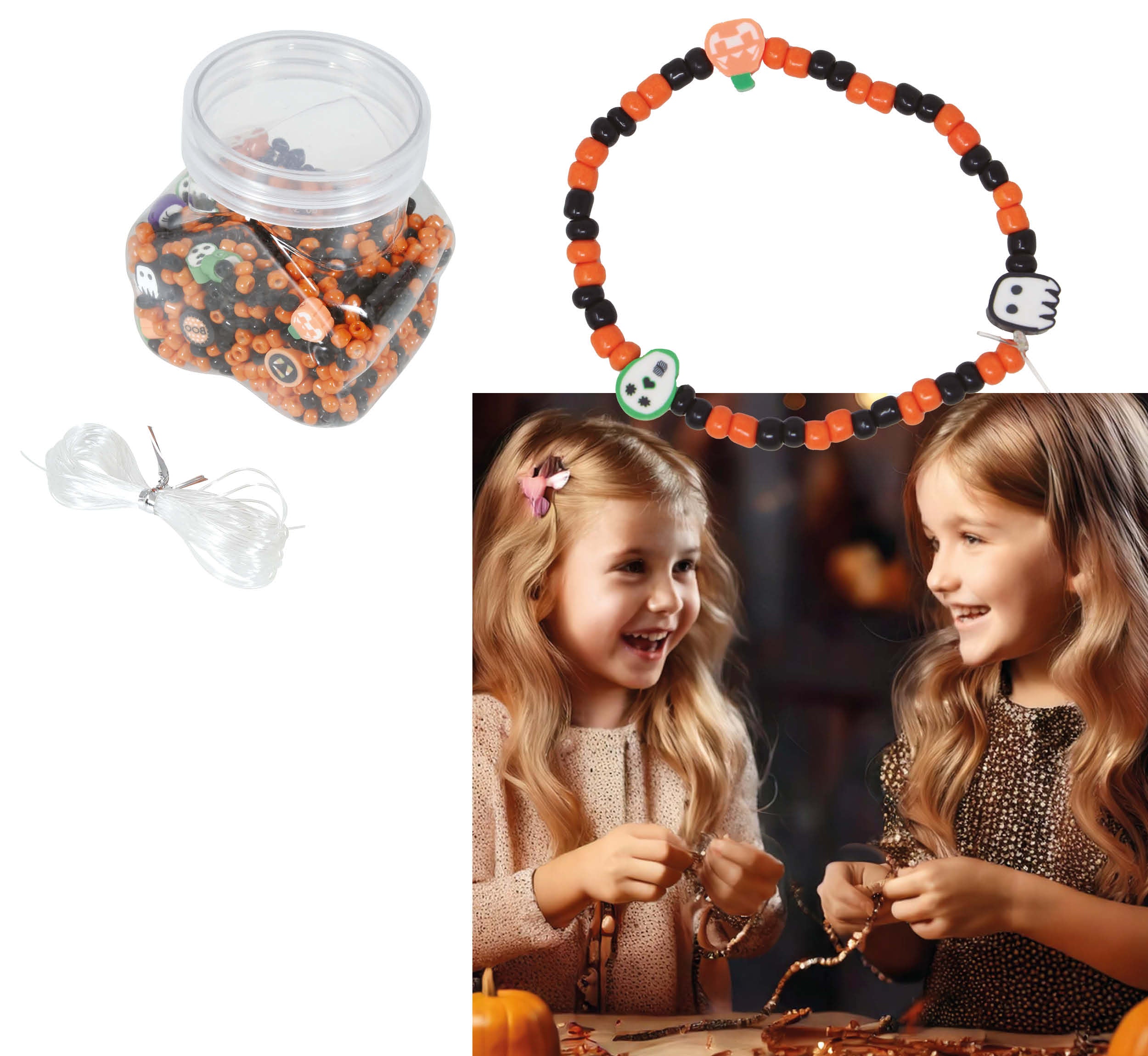 JAR OF 1300 HALLOWEEN BRACELET PIECES, DIY