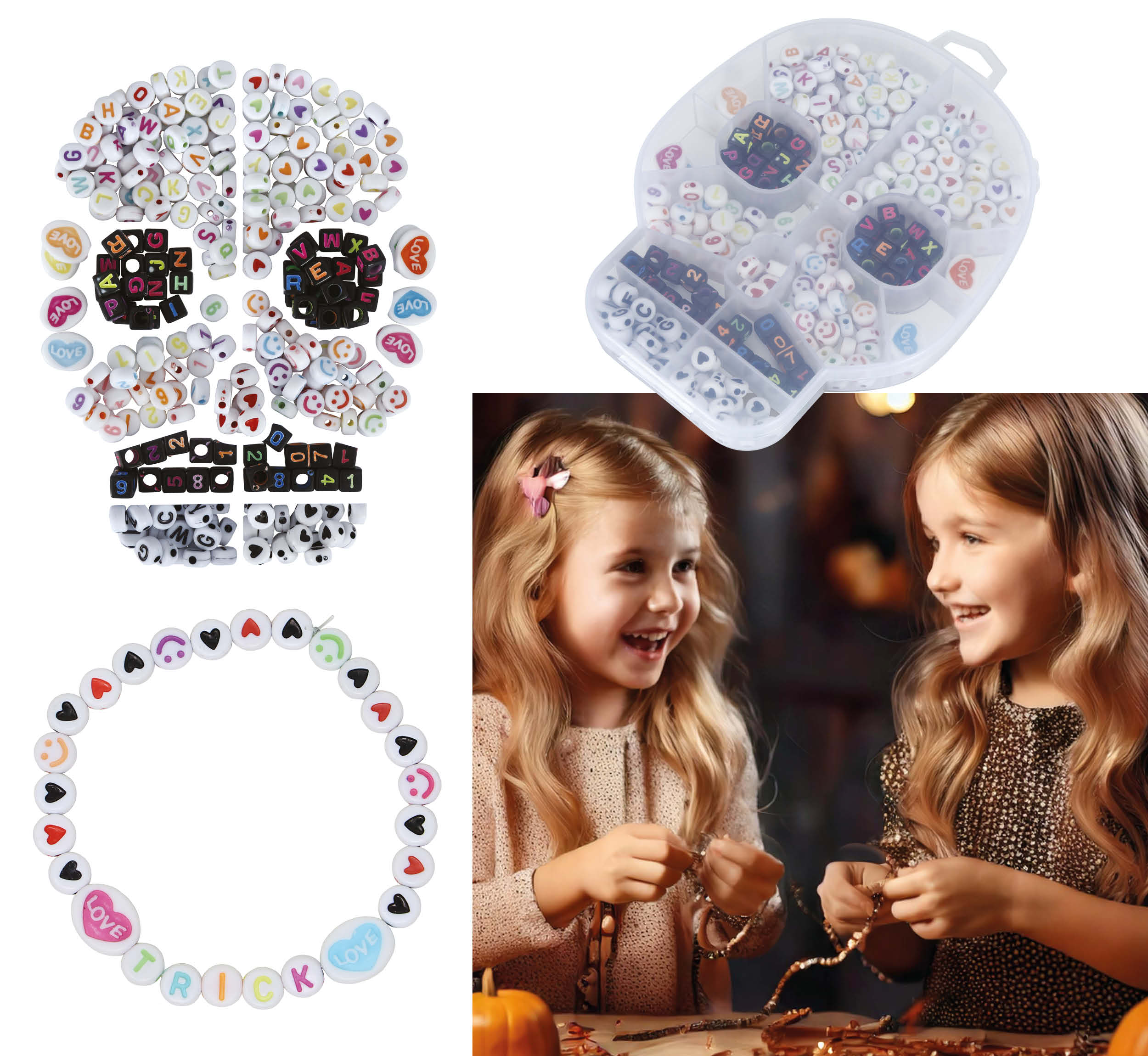 SKULL BOX 270 HALLOWEEN BRACELET PIECES, DIY