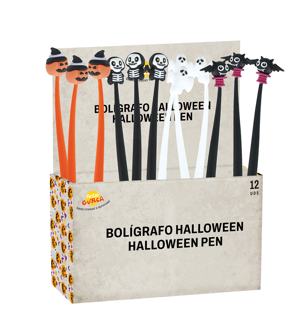 DISPLAY OF 12 HALLOWEEN BALLPOINT PENS, 22 CM