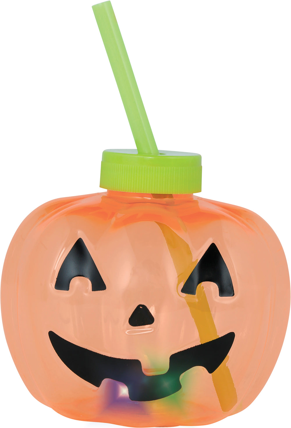 PUMPKIN CUP WITH STRAW, LED, 17 CM