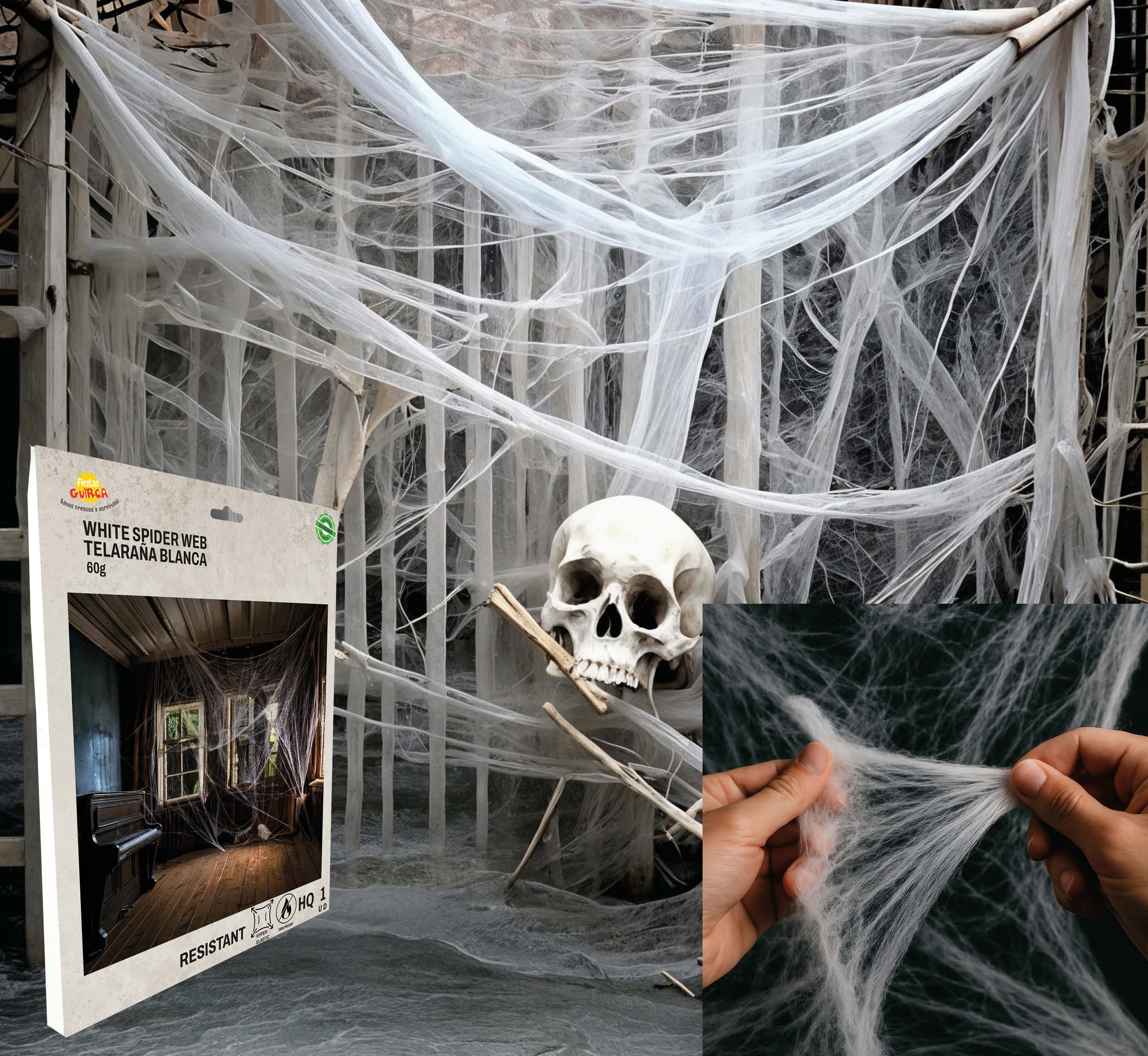 HQ WHITE SPIDERWEBS, 60 GR