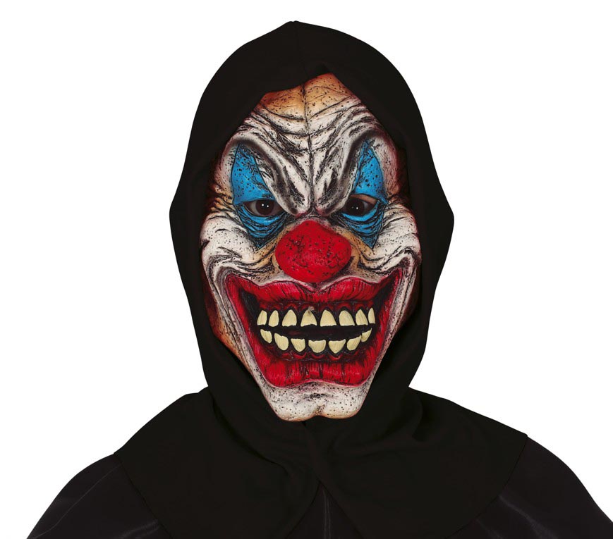BLACK HOODED CLOWN MASK, VINYL