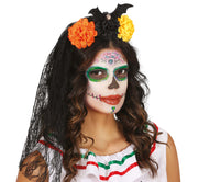 HEADBAND WITH VEIL AND FLOWERS