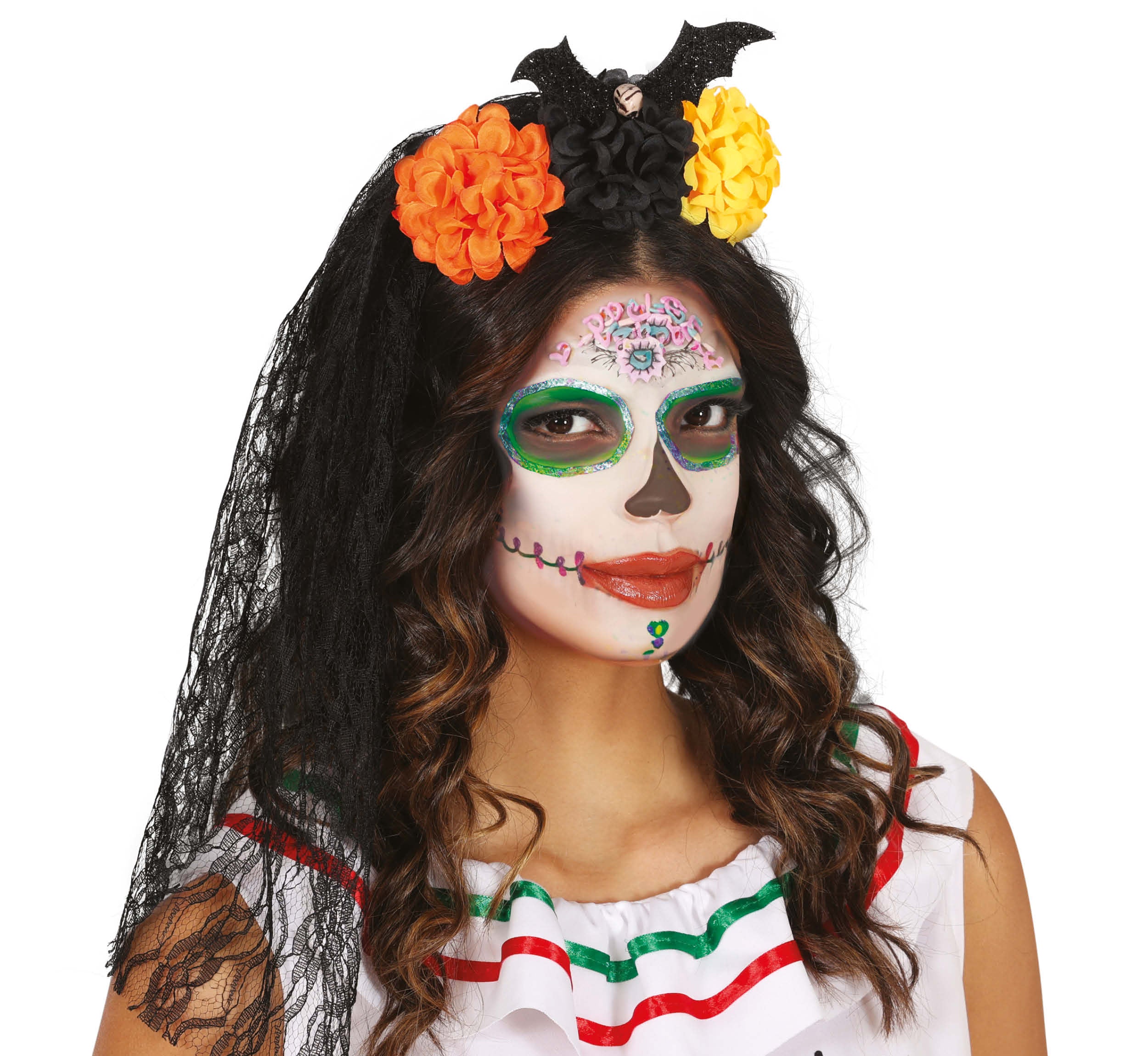 HEADBAND WITH VEIL AND FLOWERS
