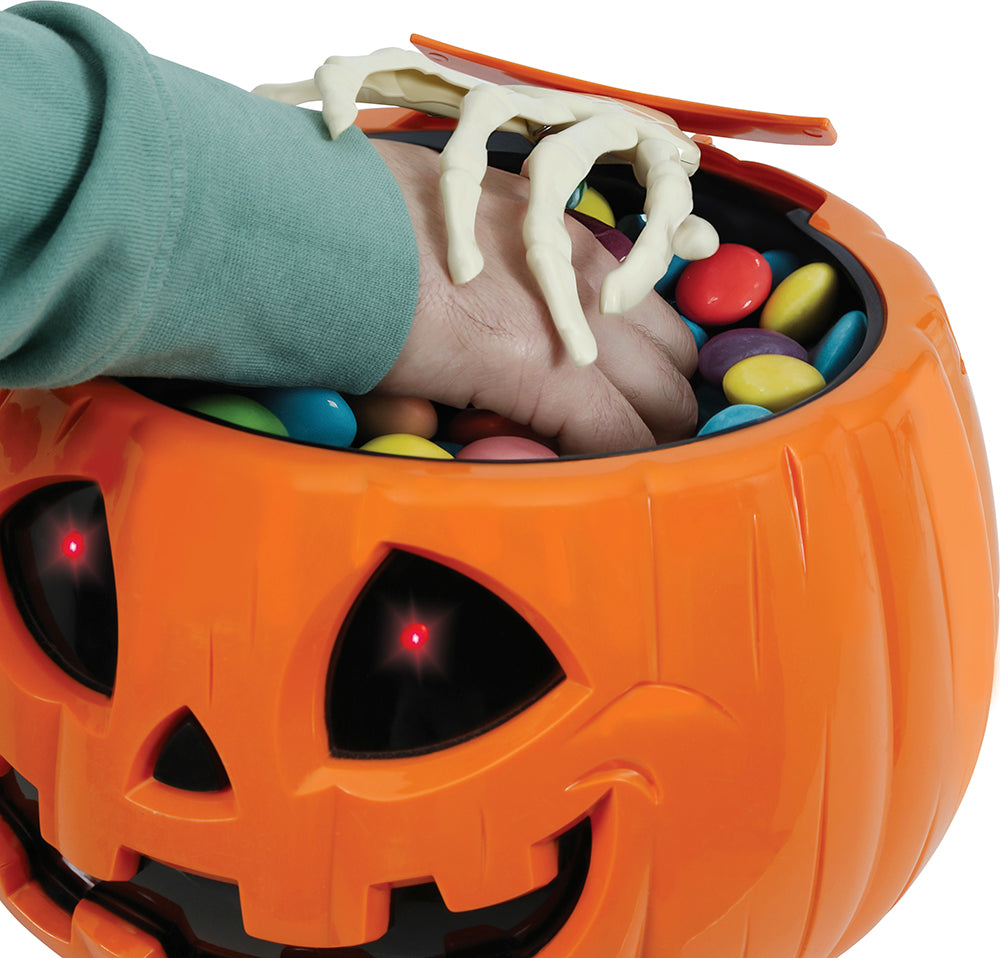 PUMPKIN BOWL WITH LIGHT, SOUND AND MOVEMENT, 15 CM