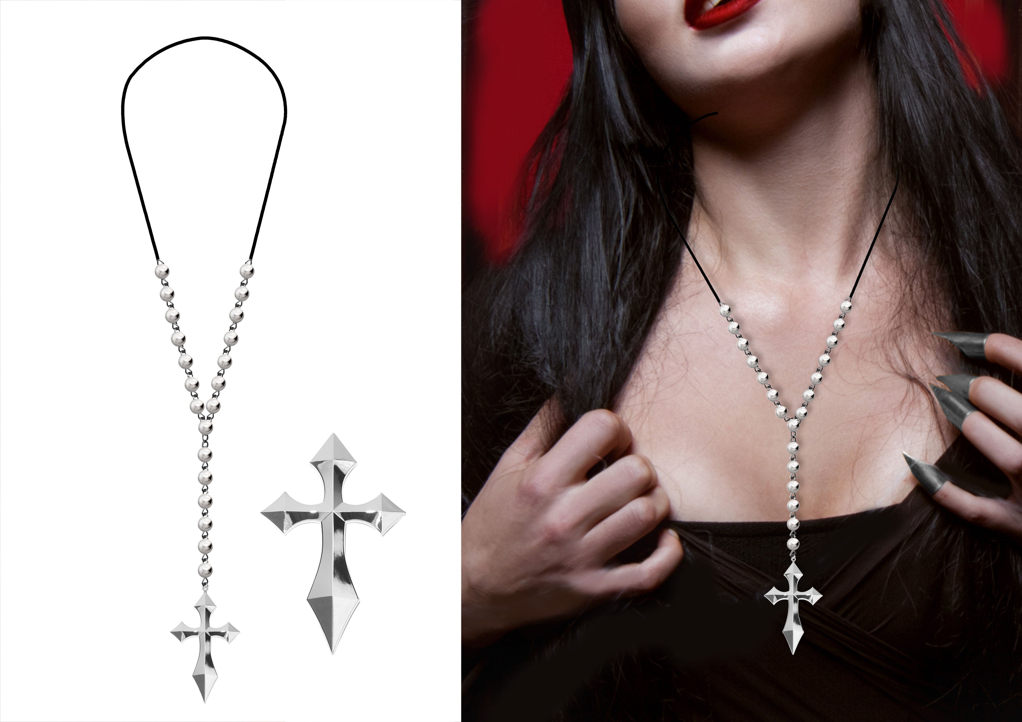 METALIC NECKLACE WITH CROSS