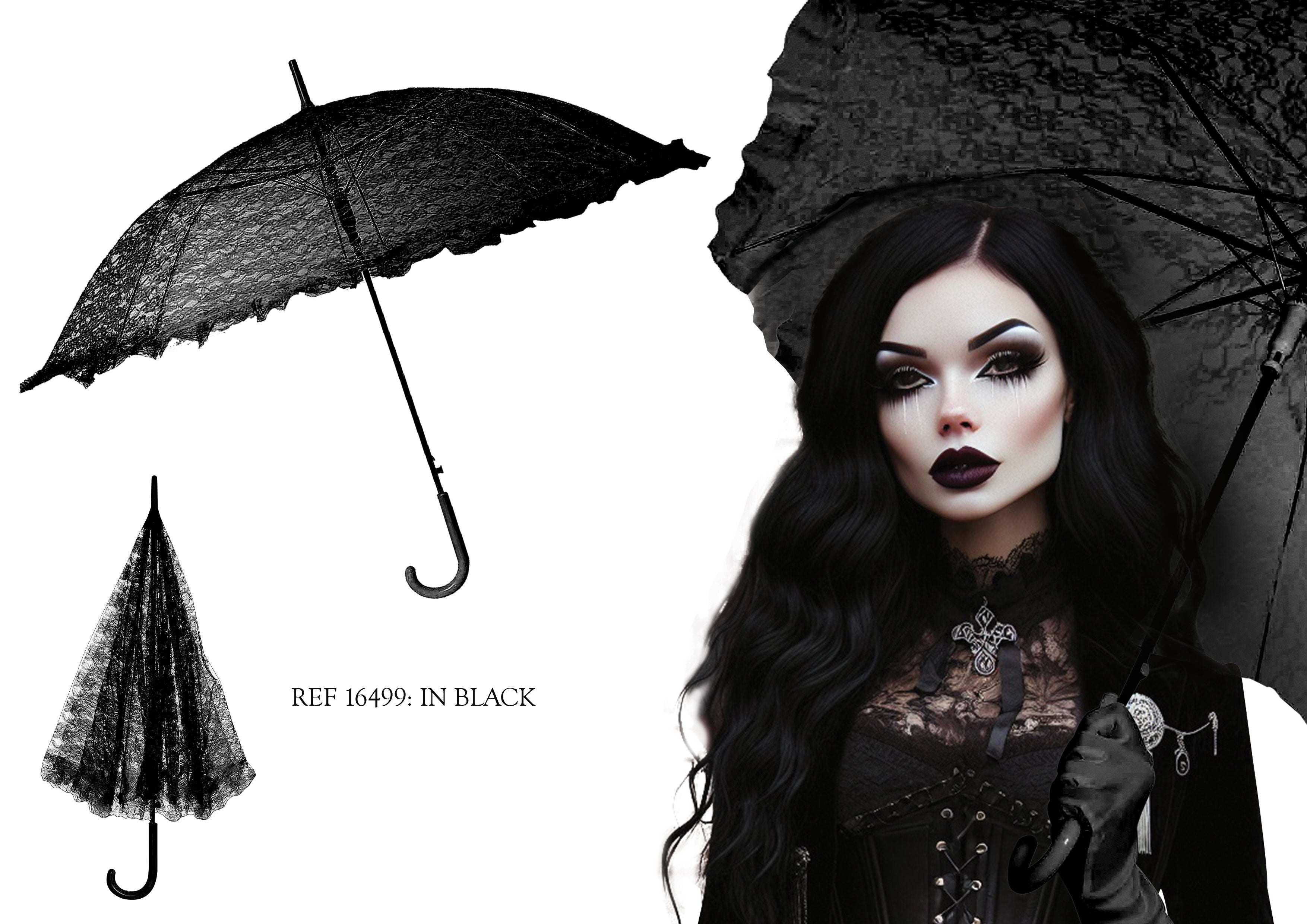 GOTHIC UMBRELLA BLACK 70 CM