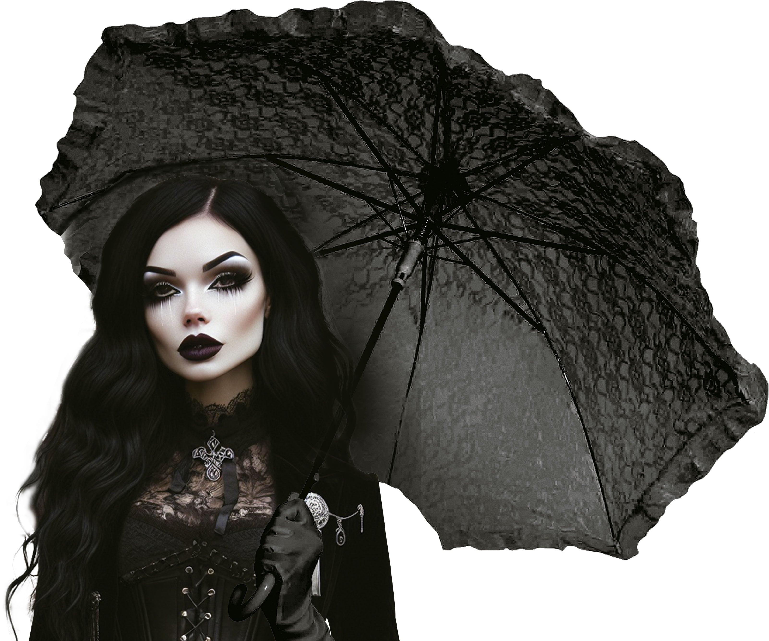 GOTHIC UMBRELLA BLACK 70 CM