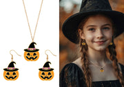 EARRINGS AND NECKLACE HALLOWEEN SET, PUMPKIN