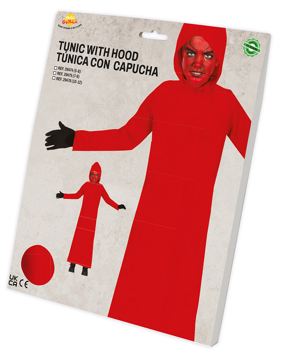 TUNIC WITH HOOD, RED, CHILDREN