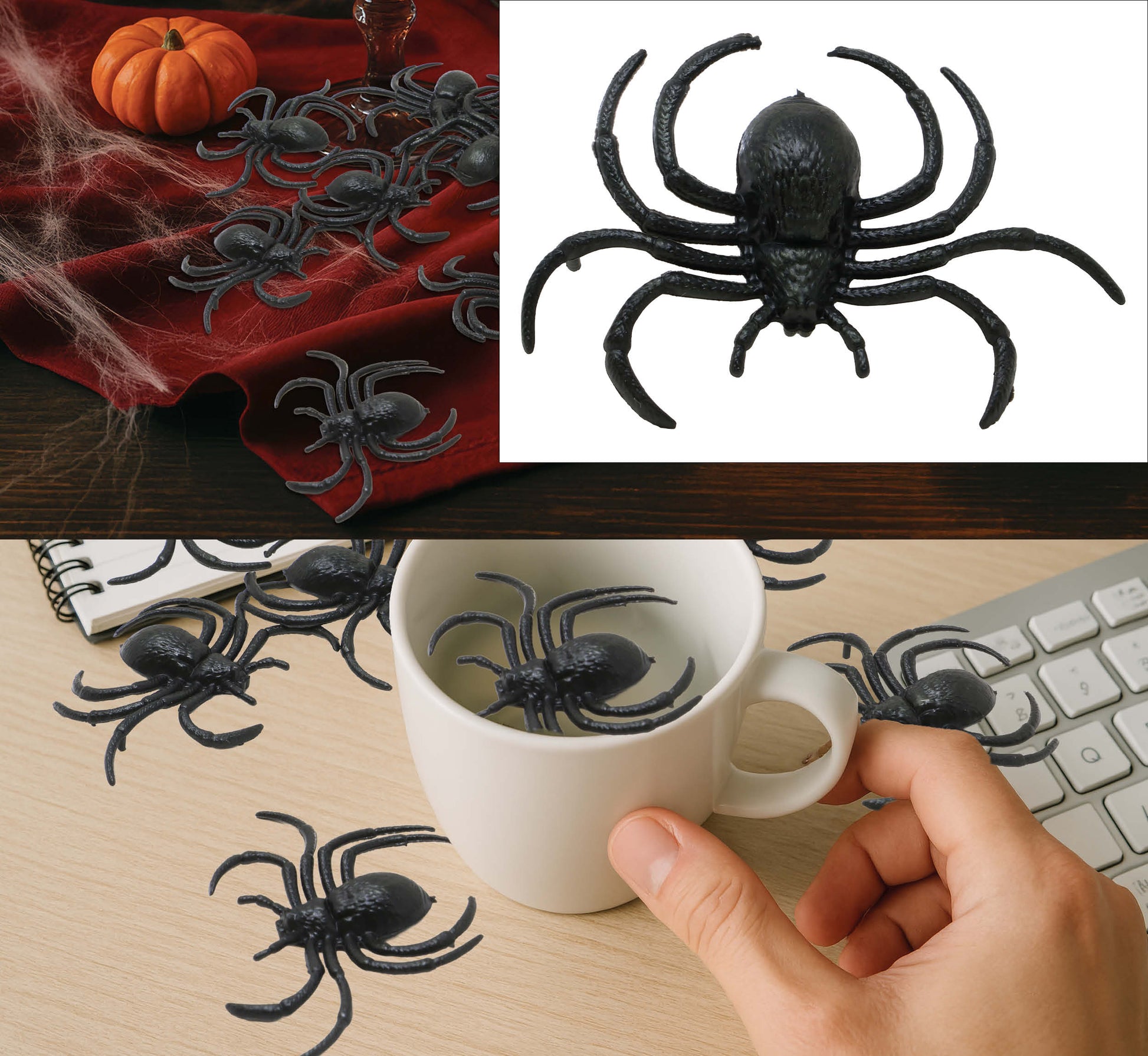 BAG OF 12 SPIDERS, 7 CM