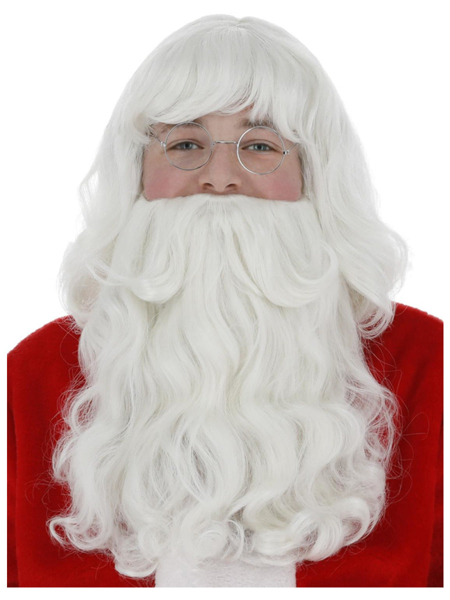 Santa Wig and Beard Set, White - 1