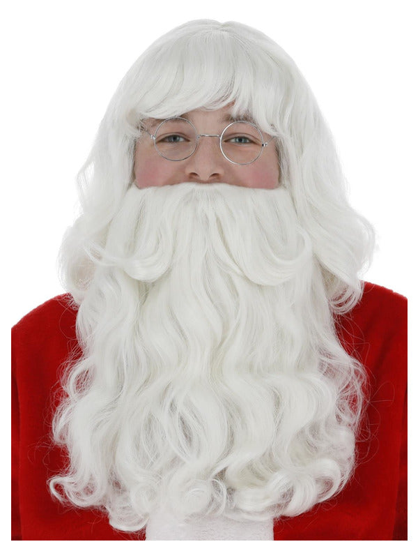 Santa Wig and Beard Set, White - 2