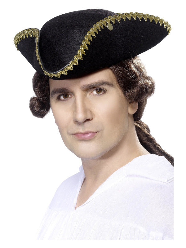 Dick Turpin Tricorn Hat, Black - 2