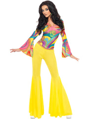 70s Groovy Babe Costume, Yellow 1