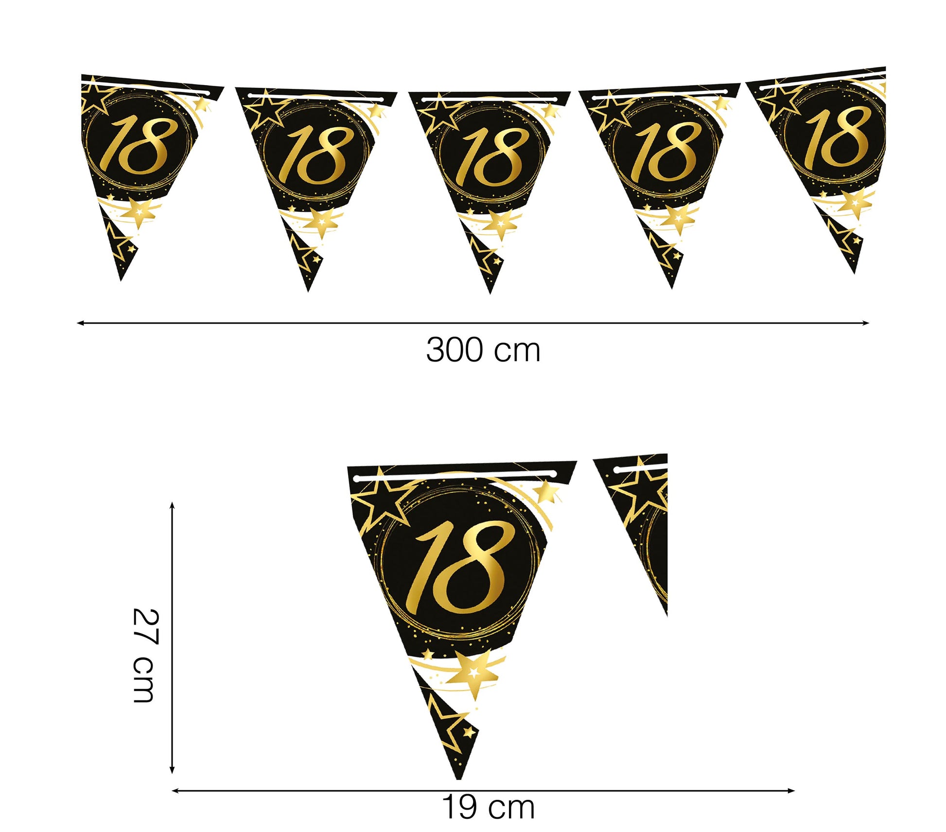 BIRTHDAY PENNANT, 300 CM, 19X27 PAPER