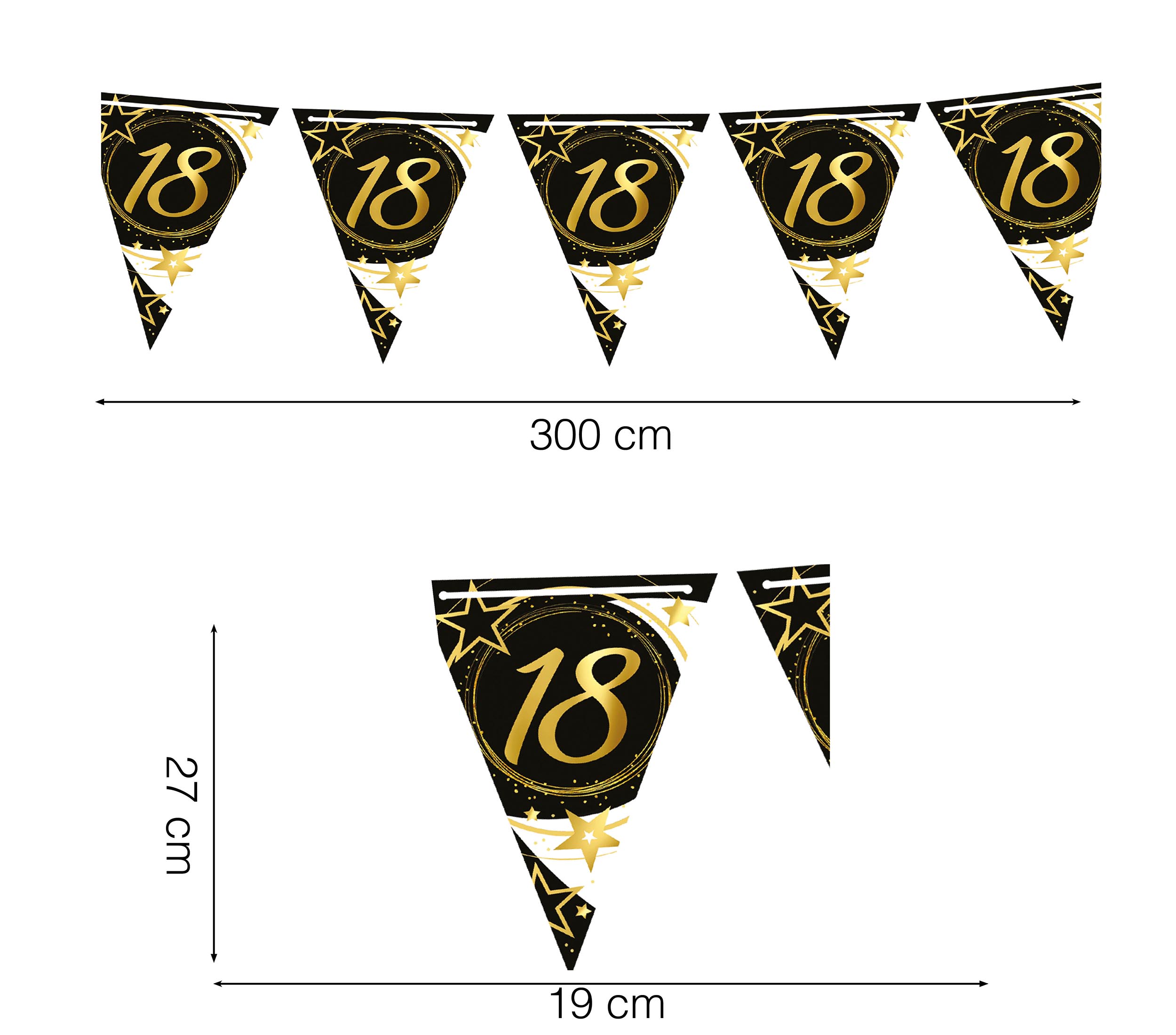 BIRTHDAY PENNANT, 300 CM, 19X27 PAPER