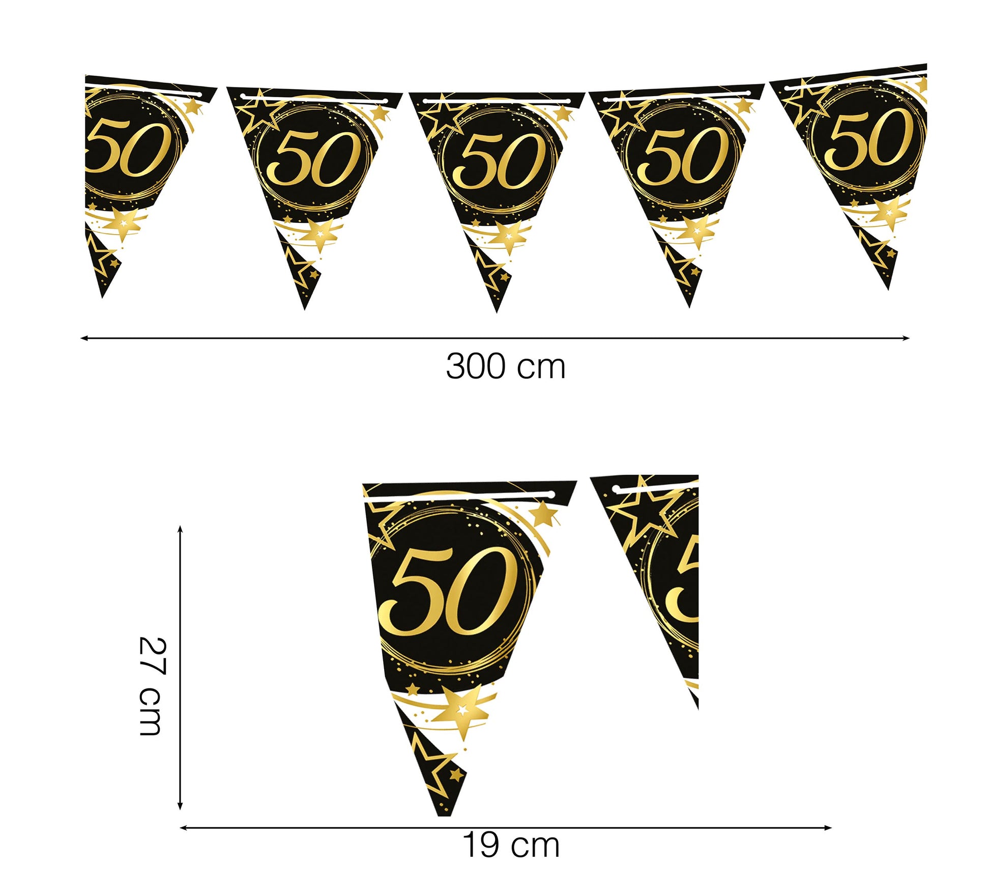 BIRTHDAY PENNANT, 300 CM, 19X27 PAPER