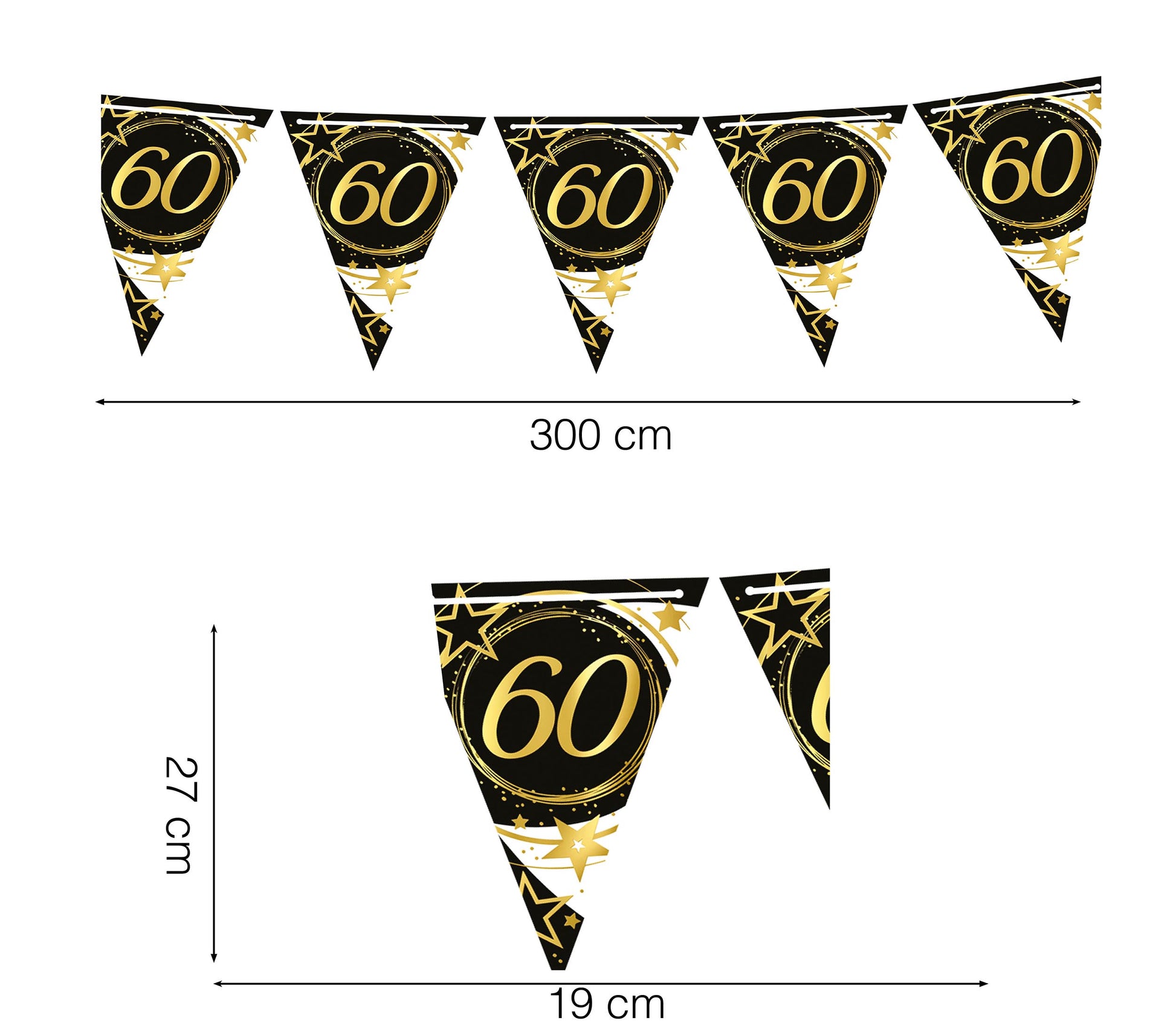BIRTHDAY PENNANT, 300 CM, 19X27 PAPER