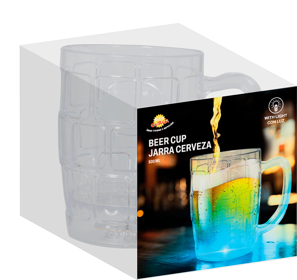 BEER CUP WITH LIGHT, 500 ML, 19.5 CMS
