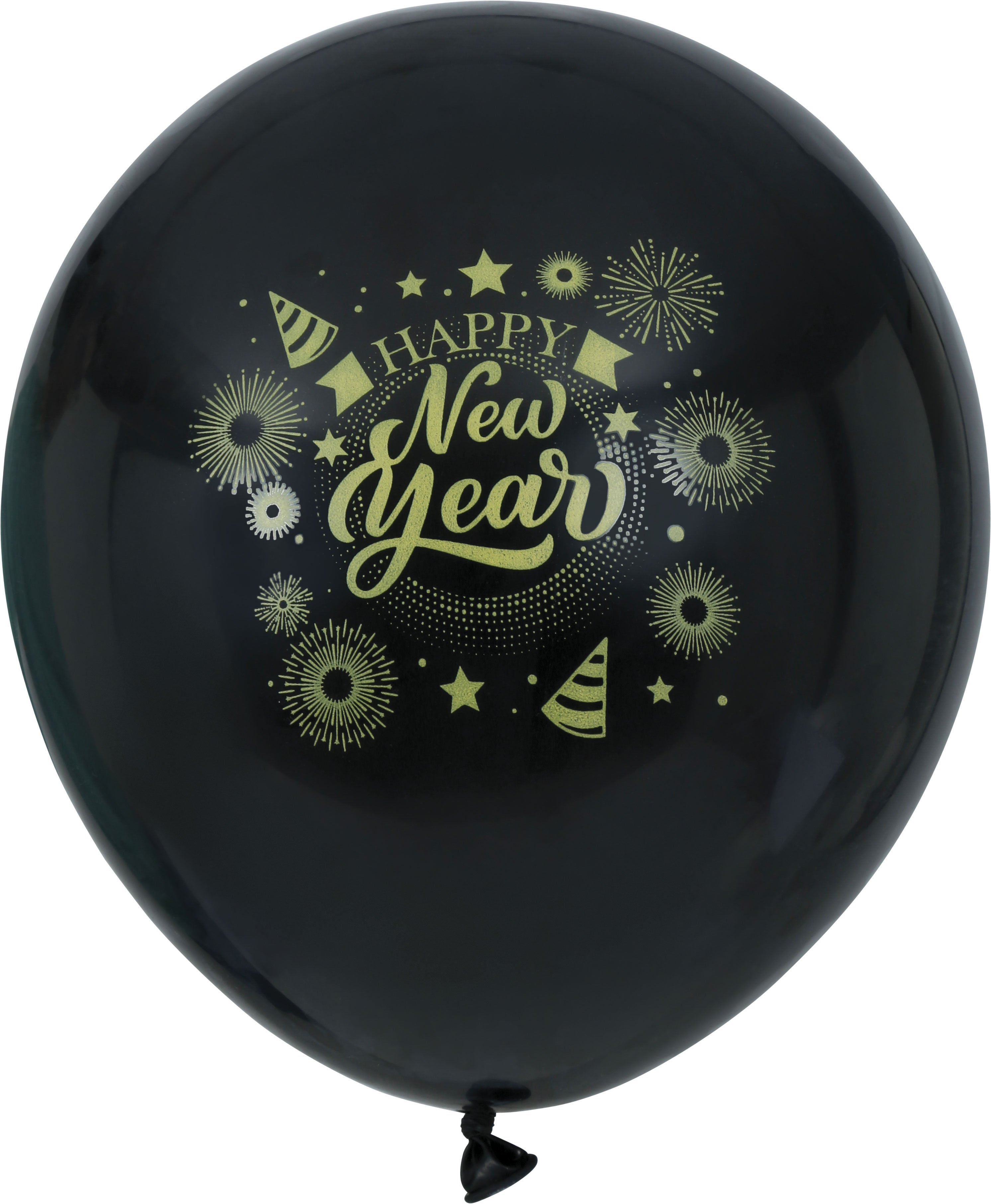 BAG 10 BLACK HAPPY NEW YEAR BALLOONS
