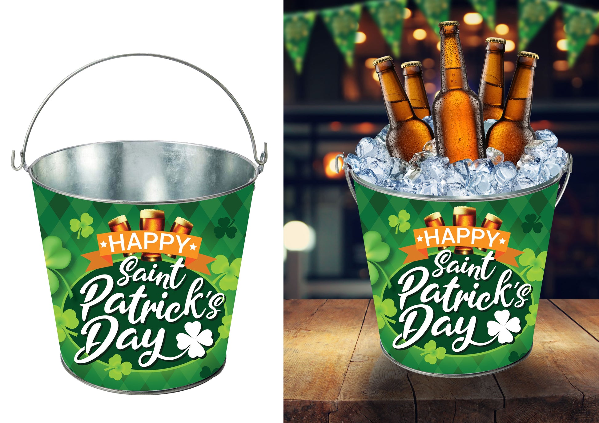 METAL BUCKET "ST. PATRICK" 19X23 CM