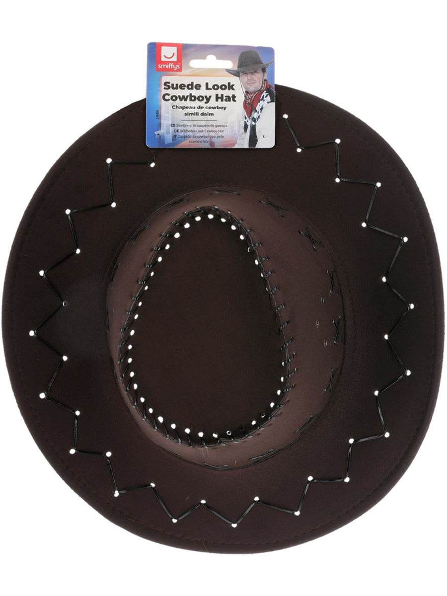 Suede Look Cowboy Hat, Brown - 3