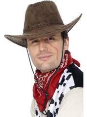 Suede Look Cowboy Hat, Brown 1