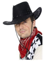 Suede Look Cowboy Hat, Black - 1