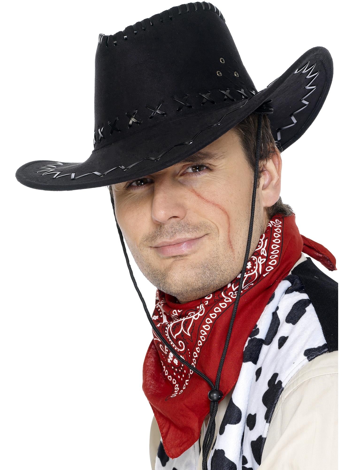 Suede Look Cowboy Hat, Black 1