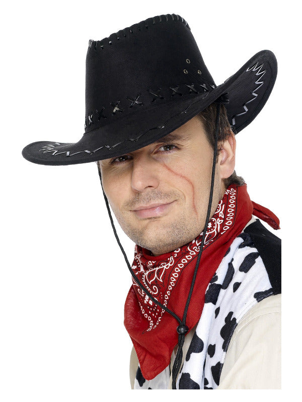 Suede Look Cowboy Hat, Black - 2