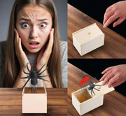 WOODEN BOX WITH PRANK SPIDER