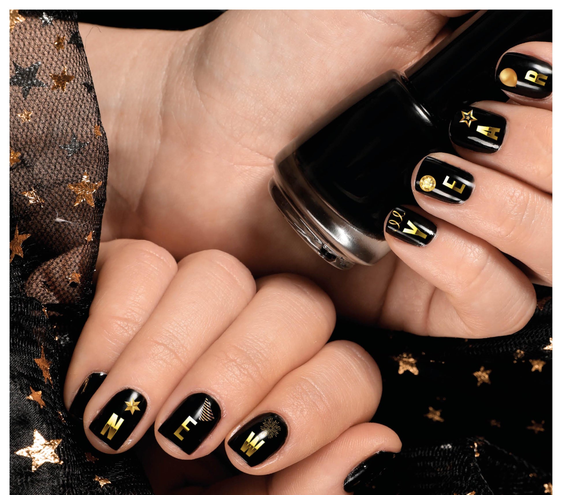 STICKER SHEET FOR NAILS, 10X7 CM, HAPPY NEW YEAR