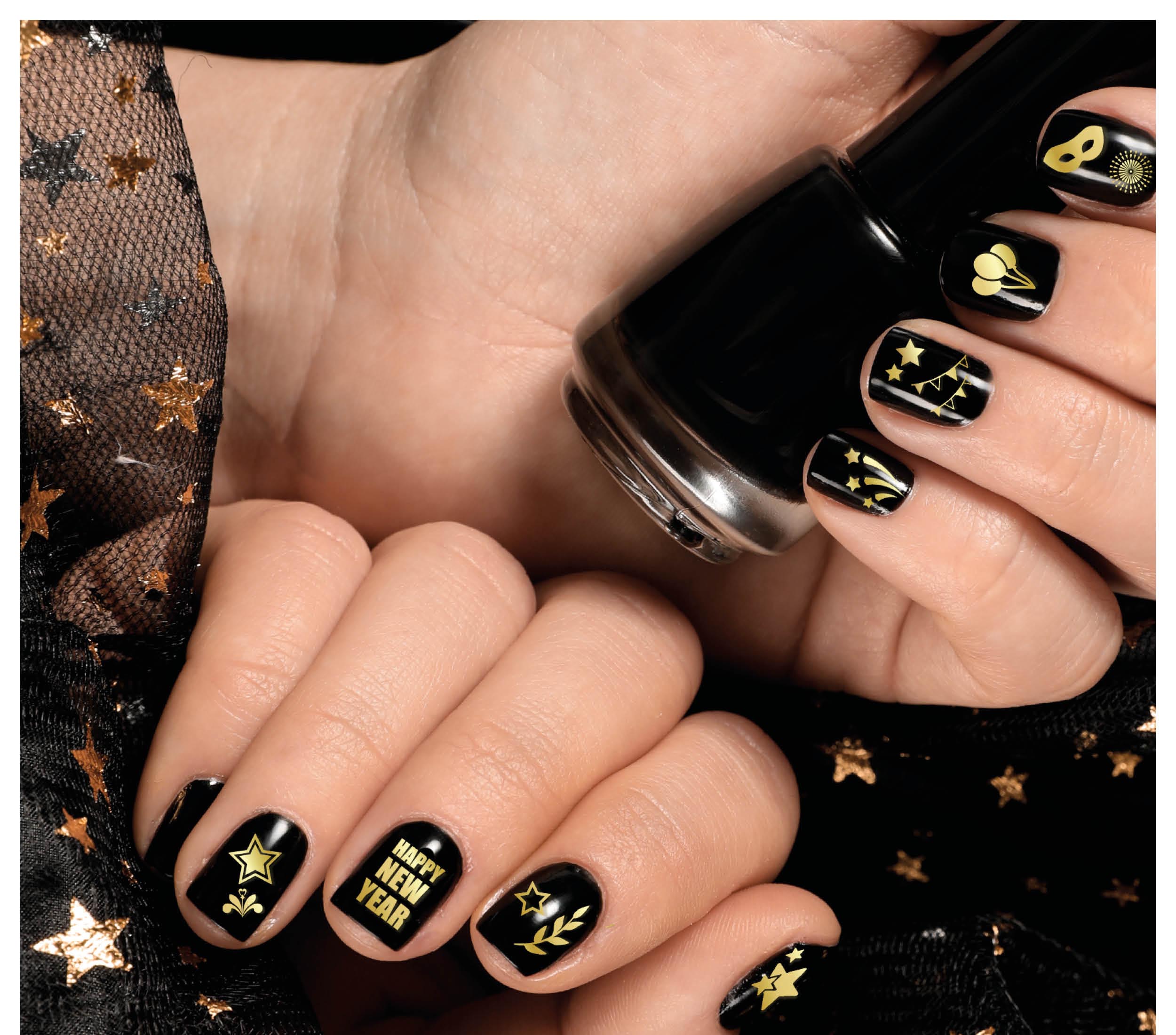 STICKER SHEET FOR NAILS, 10X7 CM, HAPPY NEW YEAR