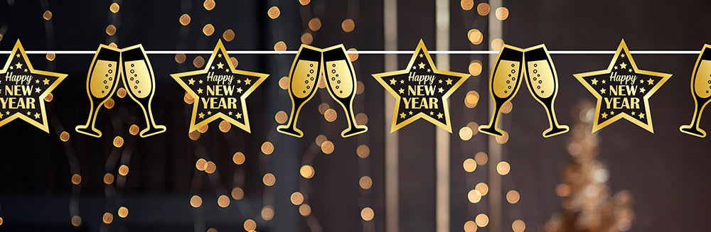 HAPPY NEW YEAR GARLAND, 300 CM, 16X16 CM