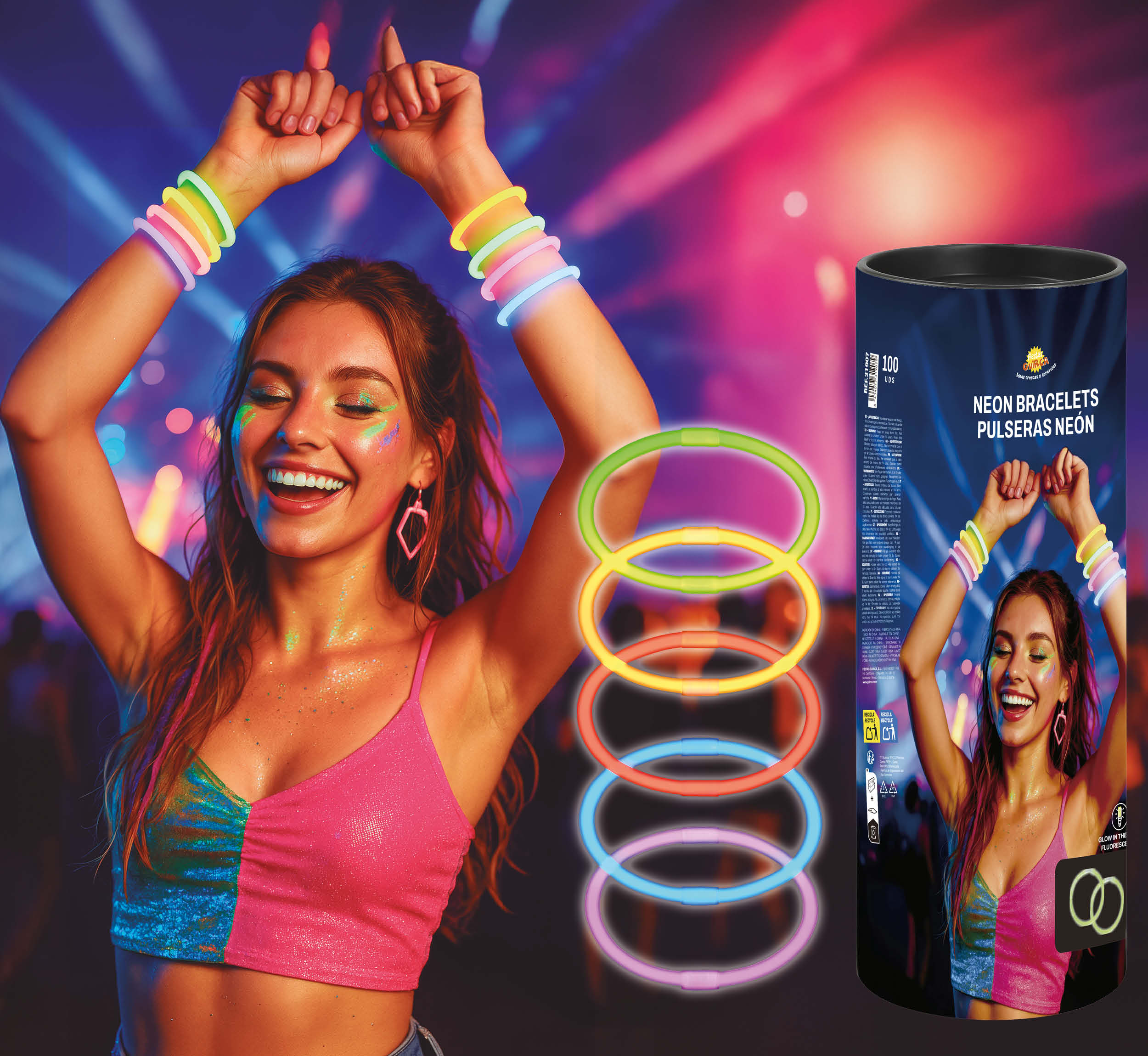 NEON LIGHT BRACELETS 50 PZ
