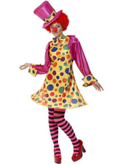 Clown Lady Costume, Multi-Coloured 1