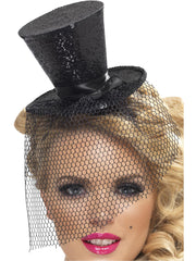 Fever Mini Top Hat on Headband, Black 1