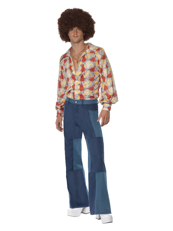 70s Deluxe Flared Trousers, Mens, Blue - 2