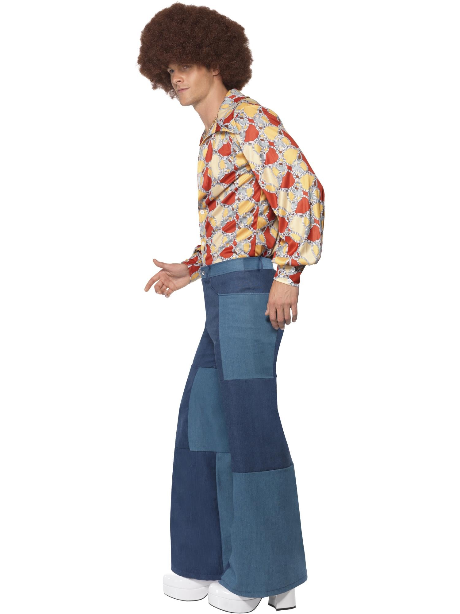 70s Deluxe Flared Trousers, Mens, Blue 3