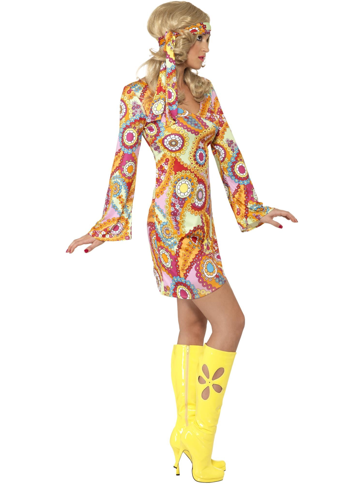 60s Hippy Costume, Multi-Coloured 3