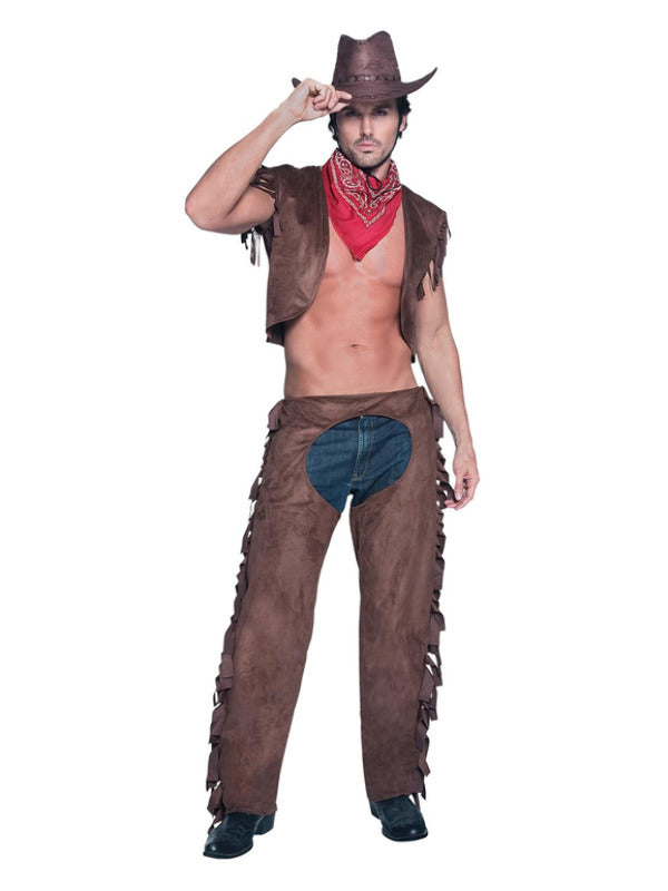 Fever Male Ride Em High Cowboy Costume, Brown - 2