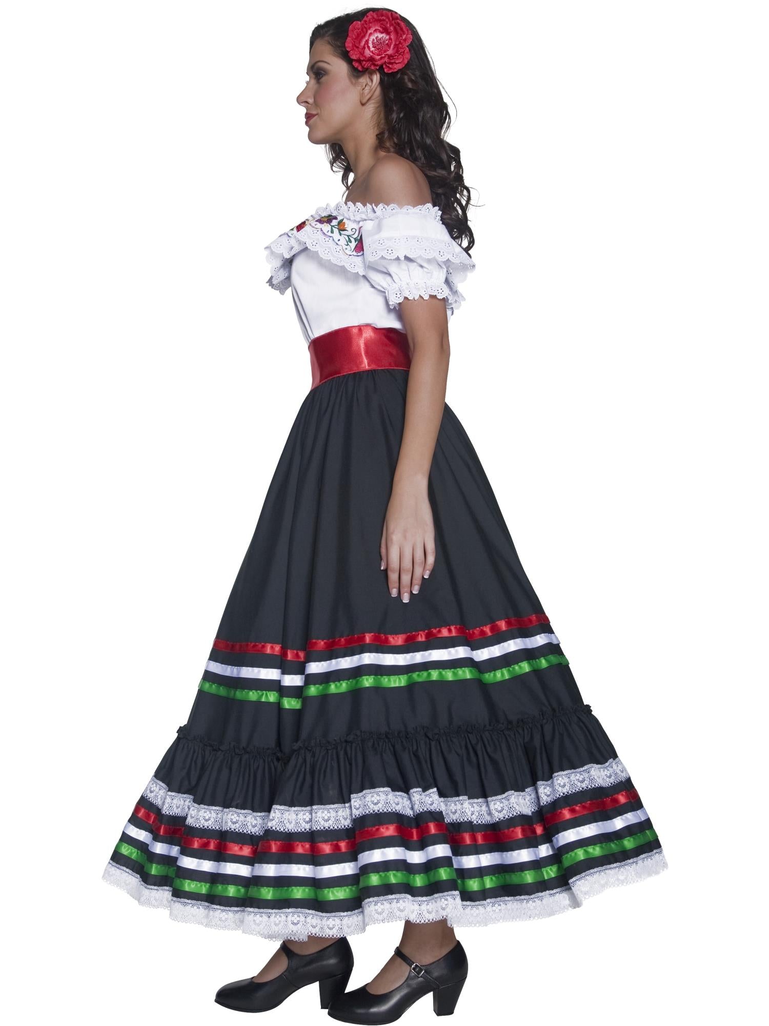 Authentic Western Sexy Senorita Costume, Black & W 3