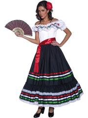 Authentic Western Sexy Senorita Costume, Black & W 1