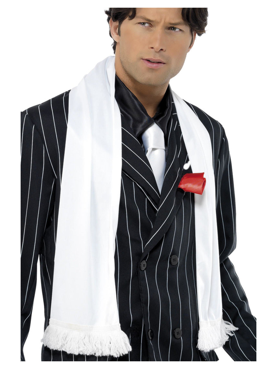 20s Scarf with Tassels, White - 1
