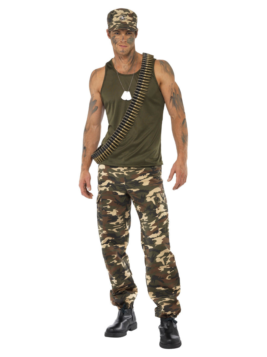 Deluxe Khaki Camo Costume, Male, Khaki Green - 1