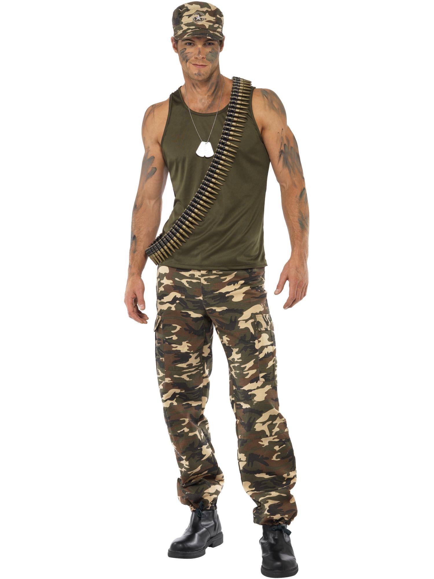 Deluxe Khaki Camo Costume, Male, Khaki Green 1