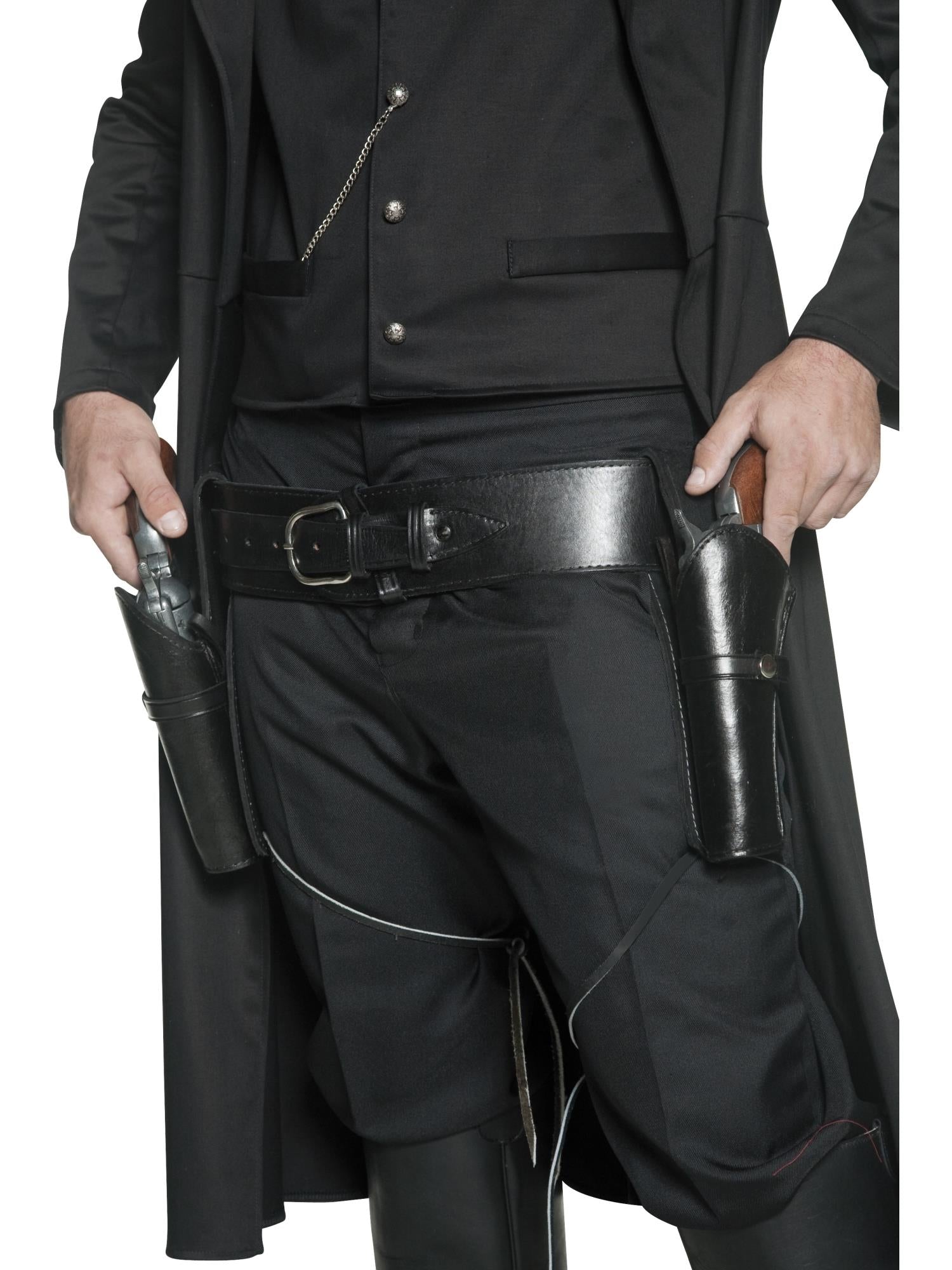 Authentic Western Belt & 2 Holsters, Black 1