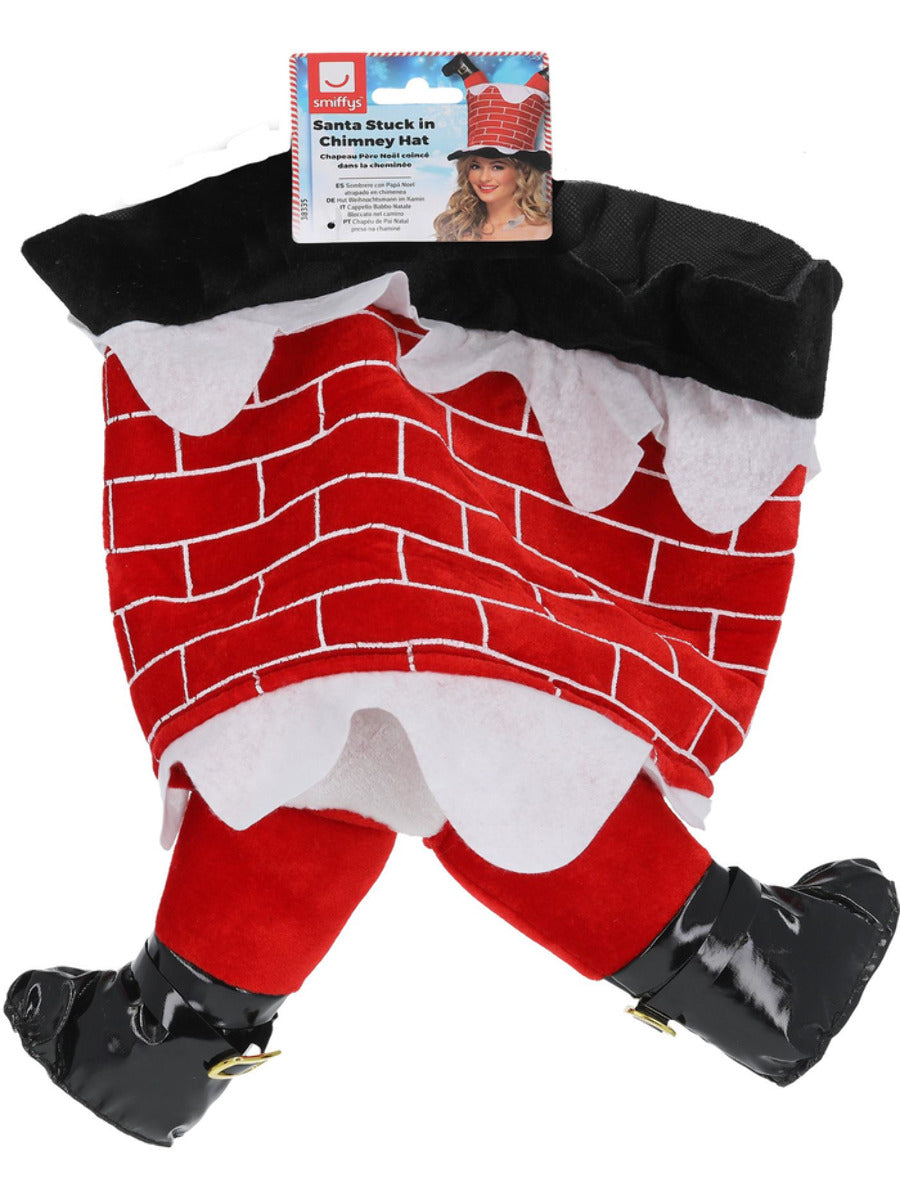Santa Stuck in Chimney Hat, Red - 3