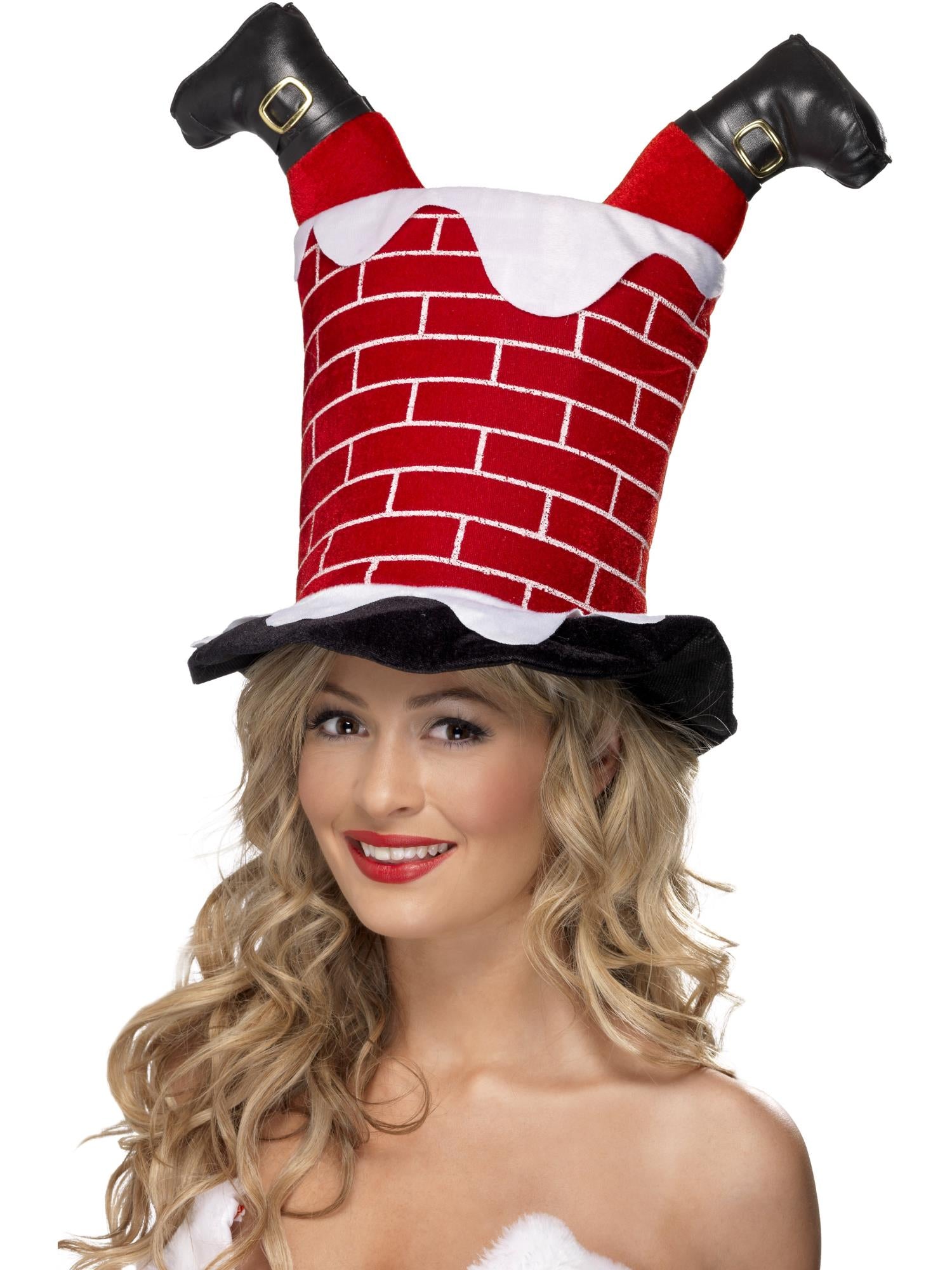 Santa Stuck in Chimney Hat, Red 1